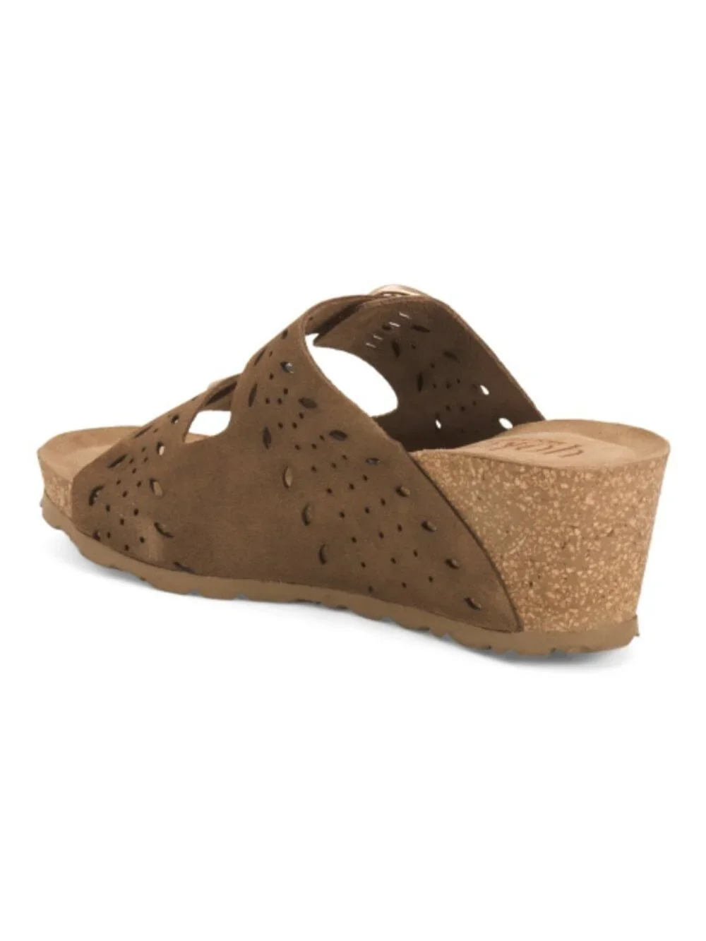 YOKONO Made In Spain Suede Two Band Wedge Sandals With Buckles